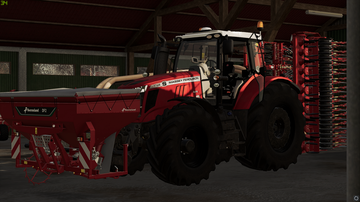 Massey Ferguson 7700S mit Kverneland 6m Drille