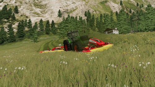 Mit dem Lohner Trecker am Mähen
