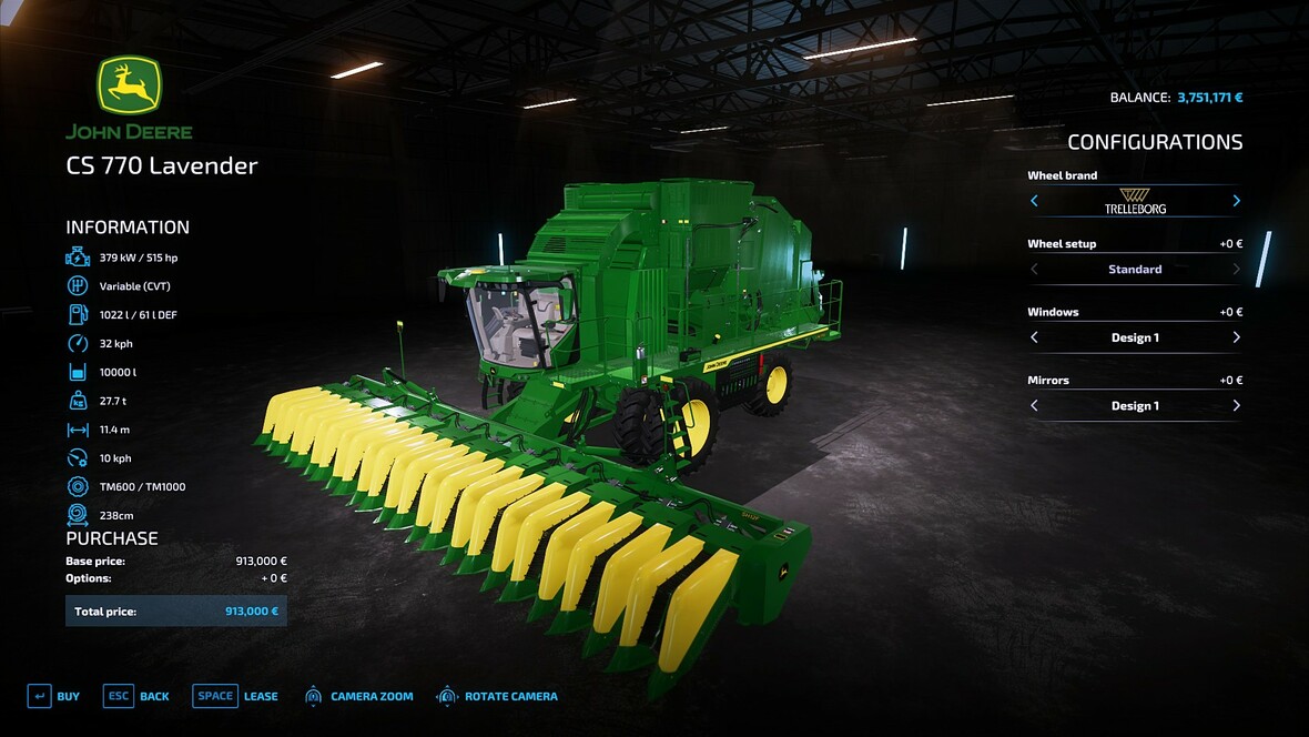 John Deere CS 770 Lavendel Edition