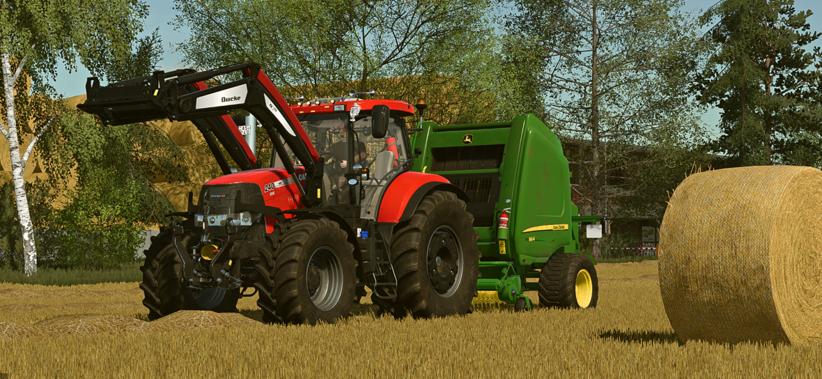 Noch eine Runde Strohpressen mit der John Deere 864