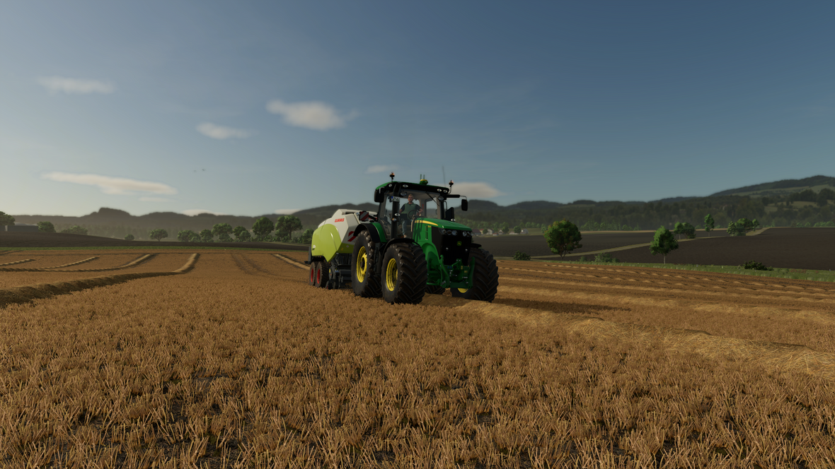 Lohnern mit der Claas Quadrant 5300 und dem 7r