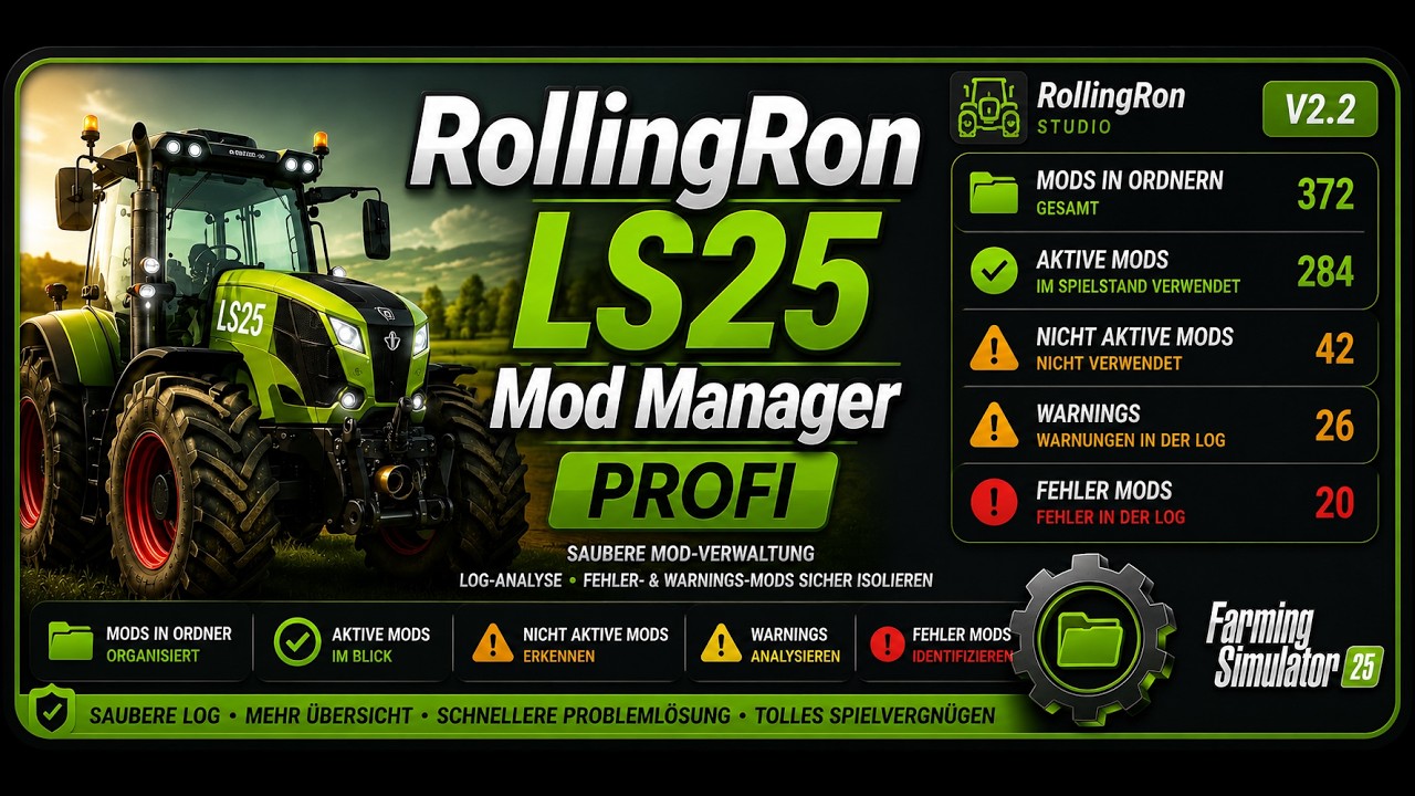 FS25 Der RollingRon LS25 Mod Manager PROFI V2.2 (Farming Simulator 25)
